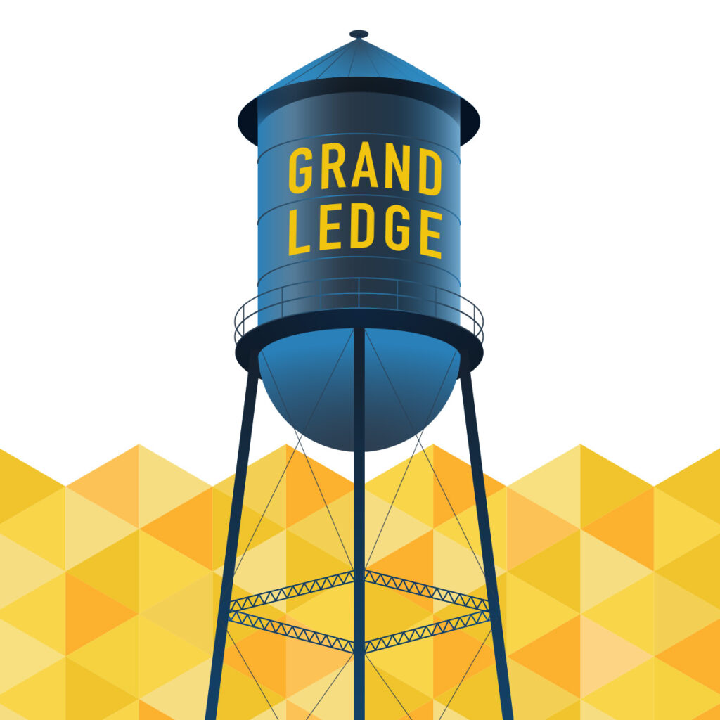 Illustration of Grand Ledge, Michigan's water tower