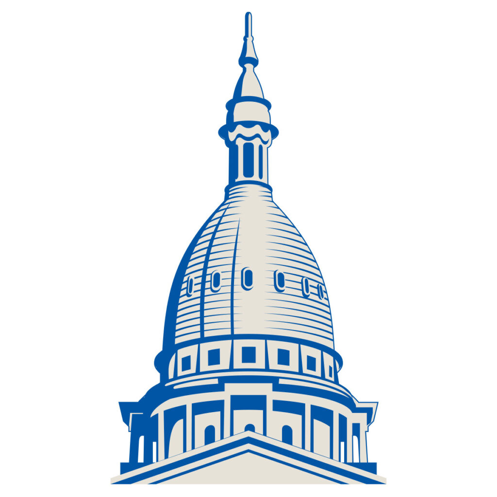 Digital illustration of Lansing, Michigan's capitol dome